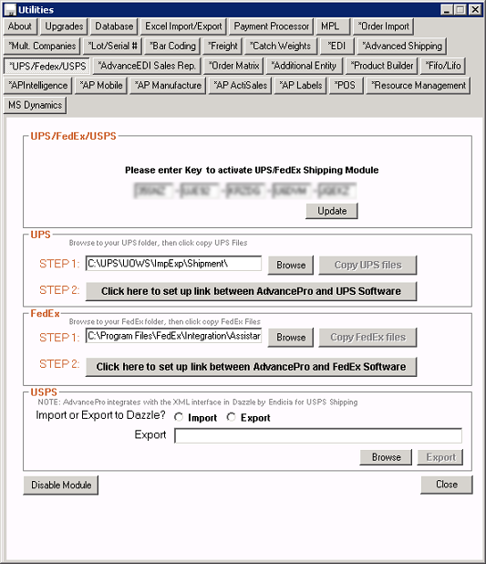 UPS Import/Export with AdvancePro